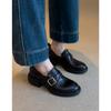 High-top One-piece Leather Buckle Shoes, New Style, Single Shoe, Women's Shoes