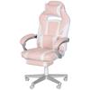 Gaming Chair with Footrest, Head & Lumbar Cushions, Swivel, Height-Adjustable, Pink