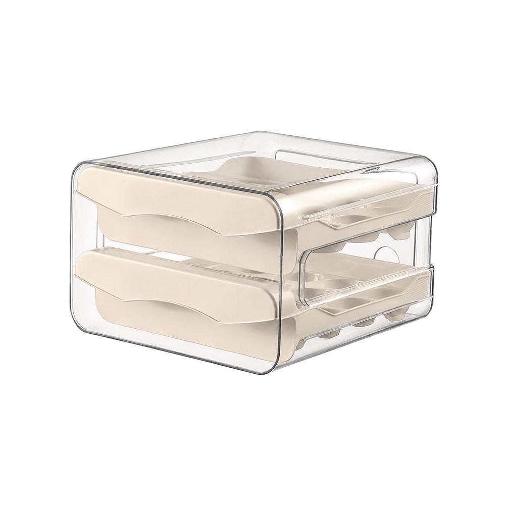Sliding Drawer Egg Holder Transparent Fridge Egg Organizer Fresh Keeping Egg Container