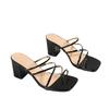 Sommer neue Sandalen Damen quadratische Zehe dünner Riemen Zehen bedeckt gekreuzte Riemen schlichte Mode dicker Absatz High Heel Sandalen Damen