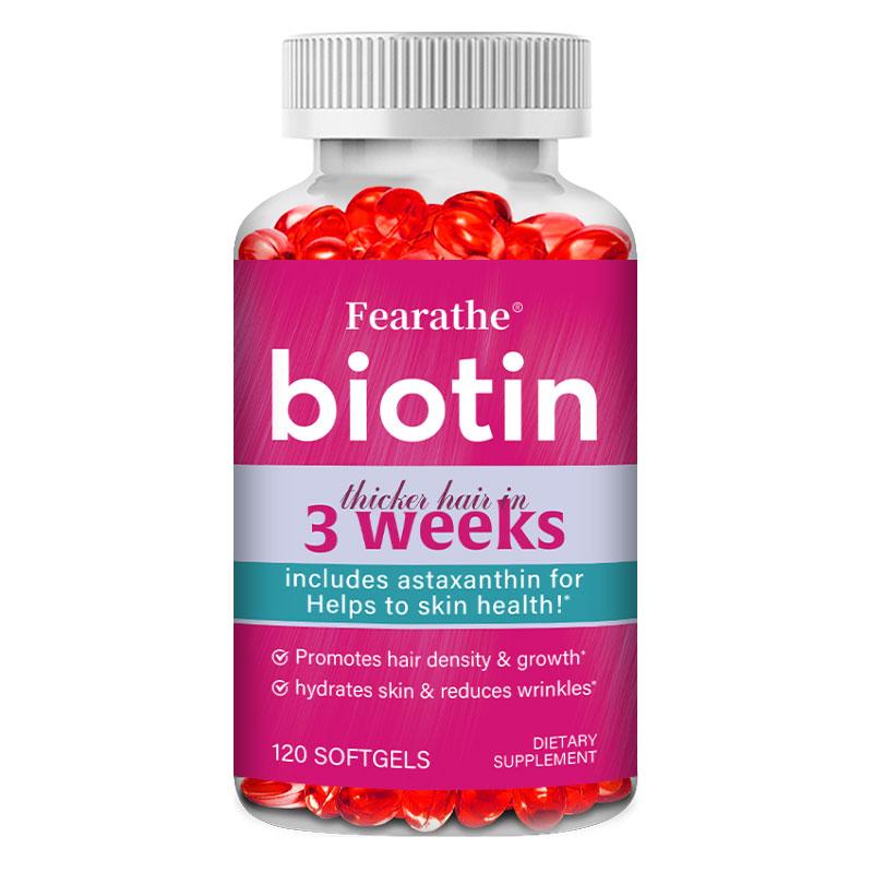 Fearathe Biotin Hair Growth Supplement with Astaxanthin, 120 Softgels