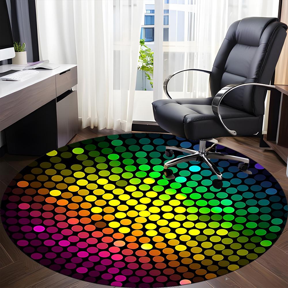 1 Stück Teppich mit Discokugel-Muster für das Büro, rutschfest, runder Teppich, weich & bequem, Teppich für das Büro, leichte runde Bodenmatte yy251226086