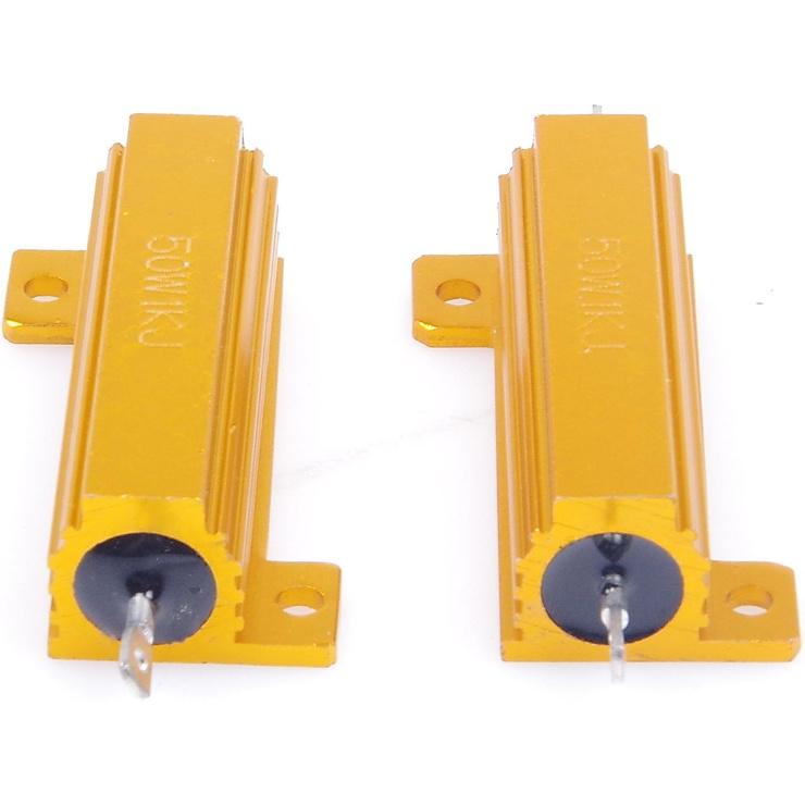 50 Watt 1K Ohm 1000 Ohm 5% Wirewound Resistor Electronic Aluminium Shell Resistors Gold (Pack of 2)