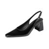 866-2 French Rear Strap Square Head High Heel Single Shoes Women's New Simple Temperament Thick Heel Empty Bag Head Women's Shoes