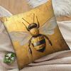 1pc, Vintage Golden Bee Geometric Pattern Decorative Pillow Cover 45.01x45.01 Cm - Short Plush Sofa