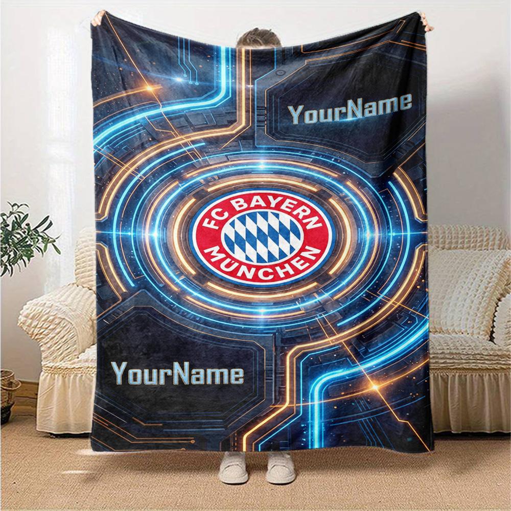 Bayern Munich Personalized Name Blanket Gift Personalized Blanket Durable Comfort Perfect for Couch Chair Sofa Livingroom Ideal for All Seasons