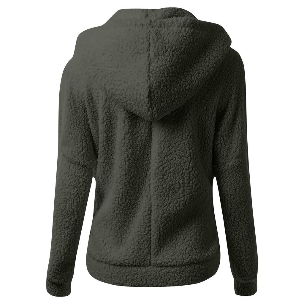 Abrigo de invierno para mujer, sudadera con capucha y cremallera de felpa