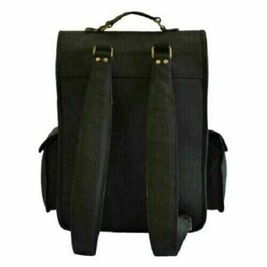 16,,Pánský batoh z pravé černé kůže Ručně vyráběný VELKÝ batoh na notebook cestovní taška