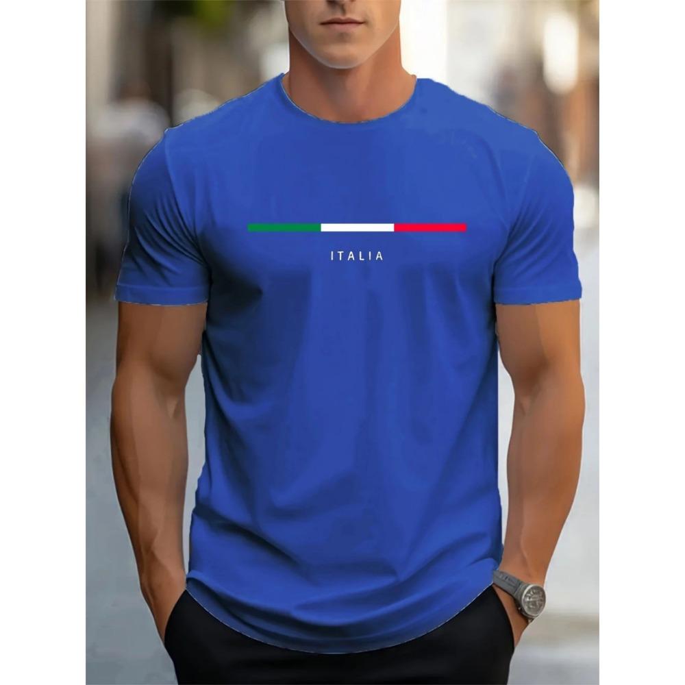 Men's summer polyester fabric fashionable casual loose T-shirt top