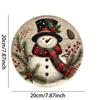 Christmas Snowman Metal Wall Art Round Sign Cottage Decor Gift