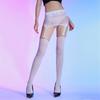 Sexy Women Lace Elastic Maid Stocking Oil Shiny Glossy Vintage Above Knee Stocking Belt Garters Stockings Fashion Dance Tights