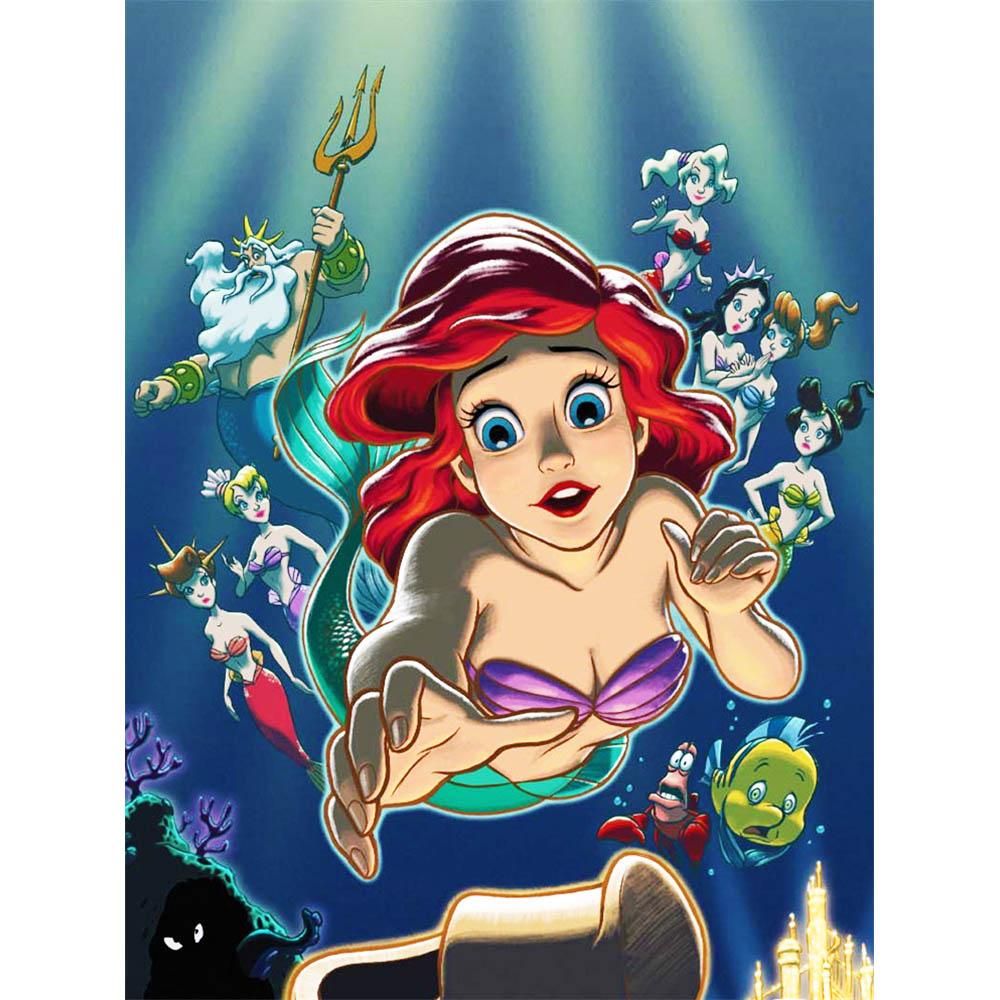 Disney La Sirenetta Ariel Collezione Oceano Pittura Diamante 5D Piena di Diamanti Fai da Te Pittura Diamante Fatta a Mano Cartone Animato Decorazione Kit Pittura