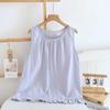 Pure Cotton Double-layer Yarn Nightdress Women's Spring and Summer New Round Neck Pure Cotton Medium and Long Dress Can Be Worn Outside Loungewear