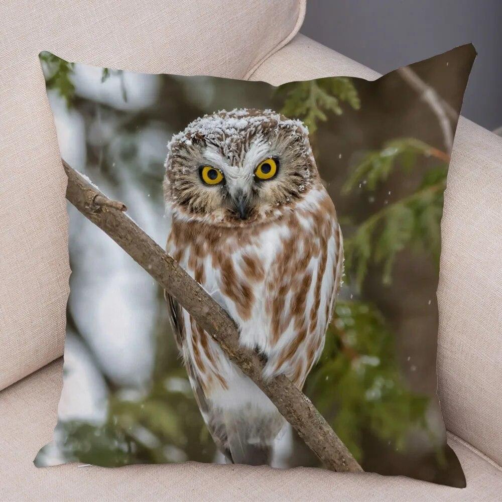 Cute Animal Pillowcase Wild Owl Cushion Cover Decorative Pillowcase Sofa Home Children's Room