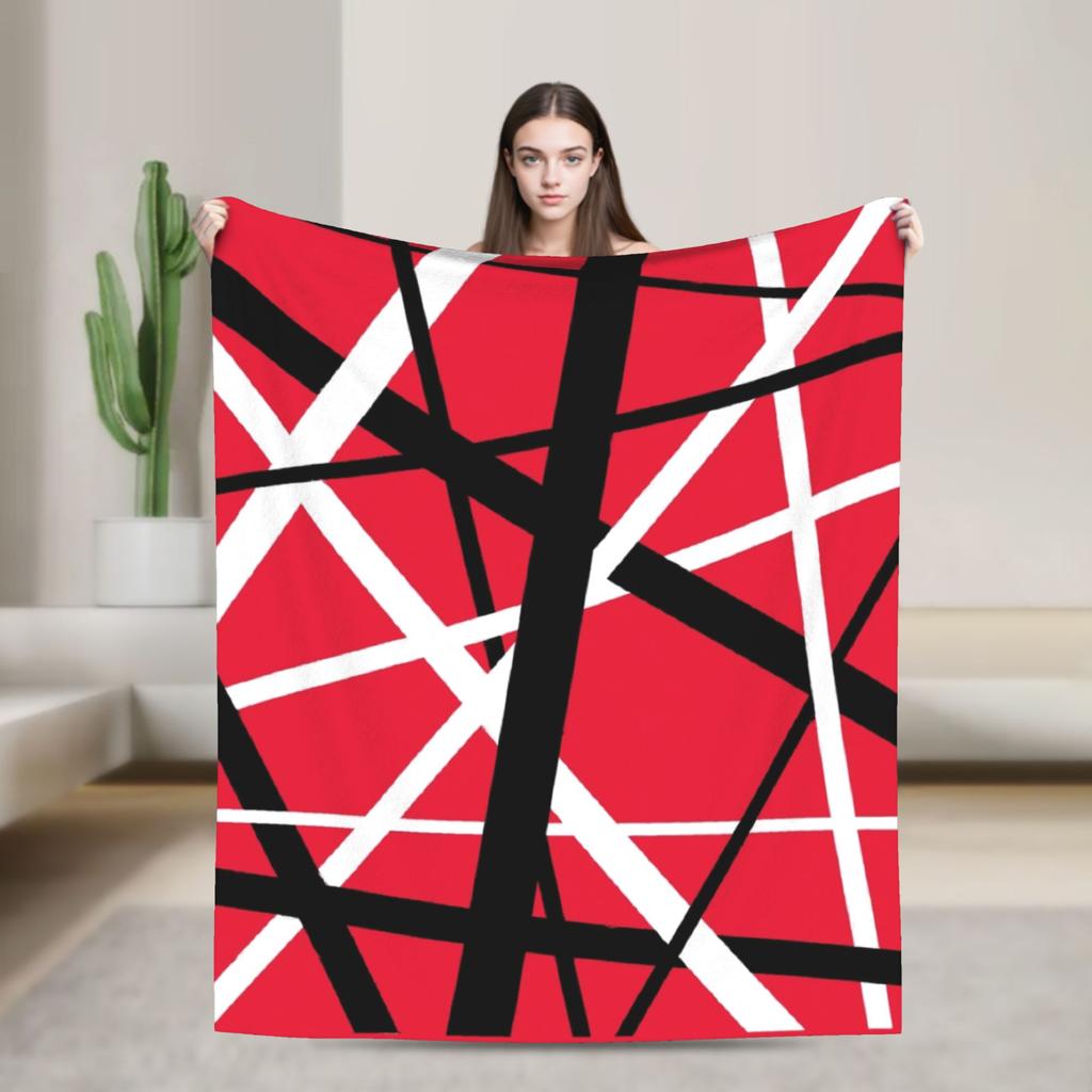 Warm Cozy Blankets Plane Travel Van Halen Blue Rock Stripes Throw Blanket Graphic Bedspread For Sofa Home
