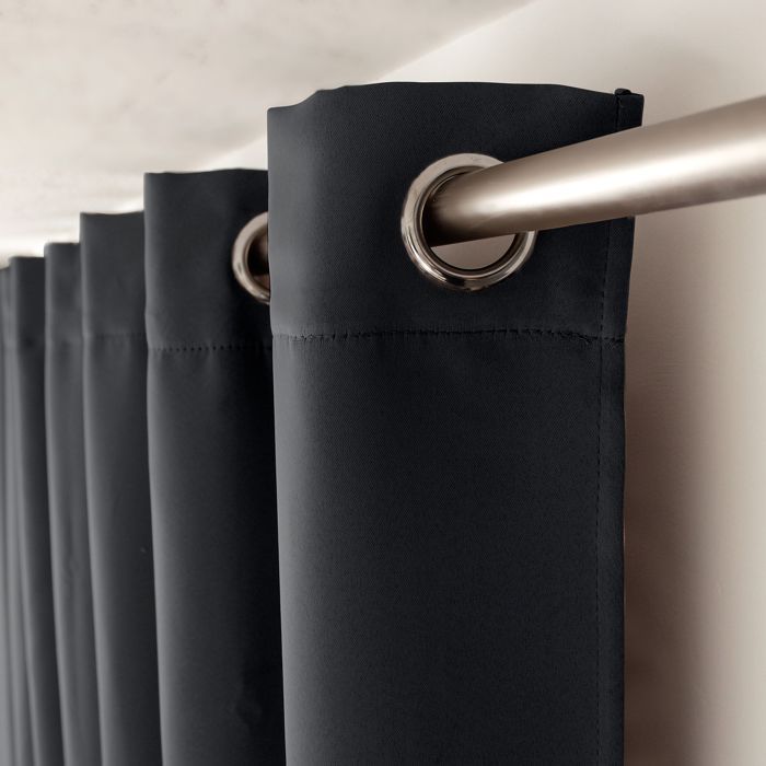 Rideau Occultant Uni avec 8 œllets - Gris Fonc - 140 x 240 cm