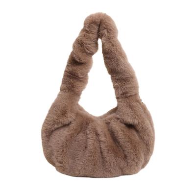 New Furry Bag Women's Autumn and Winter Furry Bag Fashion Pleated Cloud Bag Commuter Plush Handbag