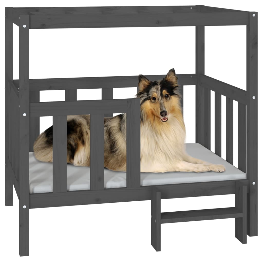 Vidaxl Dog Bed, Grey, 105.5X83.5X100Cm, Solid Pine Wood