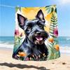 1pc Floral Dog Print Outdoor Soft Polyester Flannel Throw Blanket Versatile for All Seasons , Soft , Cozy , Warm All Season Quilted Throw ,