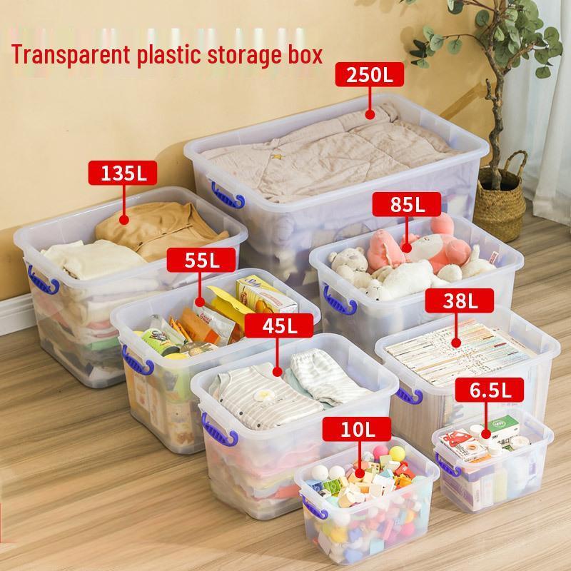 TeBaoli Large Capacity Transparent Plastic Storage Bin with Wheels