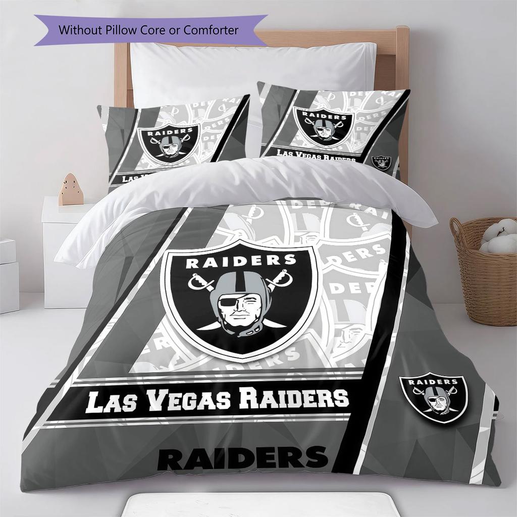 Raiders Pattern Bedding Home Decoration Birthday Gift ( 1 duvet cover + 2 pillowcase, without core),fan merchandise.