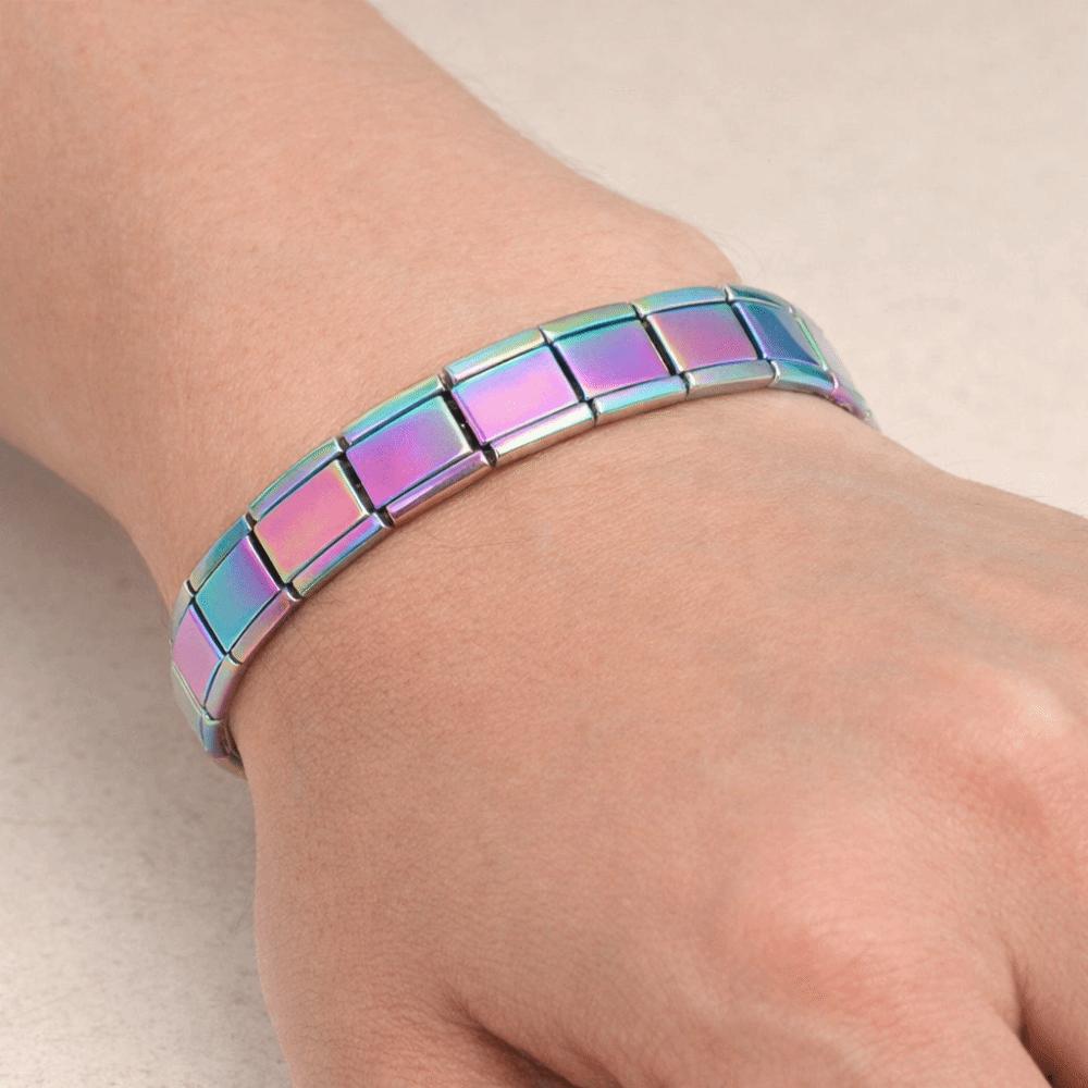 Stretchable Italian Chain Link Bracelet Square 9mm Modular Stainless Steel Bracelet Jewelry Making HipHop Elastic Hand Chain