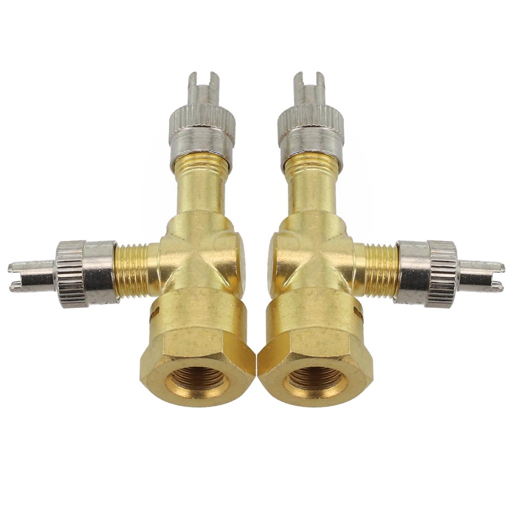 2pcs TPMS Valve Tee Adapter Integrated Three-way Valve, Bleed Valve Debugging Tool Set, Valve Metal Car Accessories