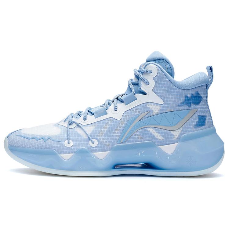 New LiNing Liren 2 Cushioned Slip Resistant Rebound Mid Top Basketball Shoes Snow Blue ABAR087-3