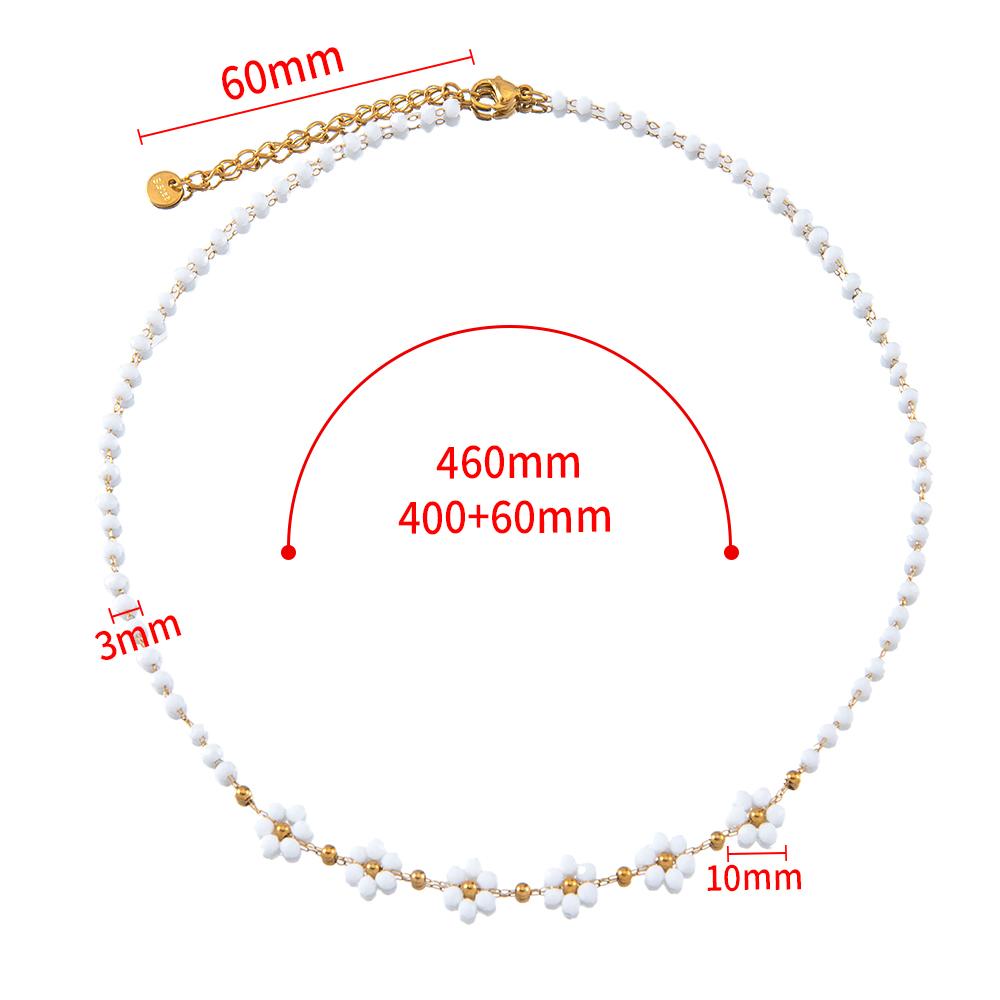 1pcs Stainless Steel Crystal Flower Beaded Chains Lobster Clasps Braid Bracelet Necklace for Women DIY Jewelry Making Wholesale