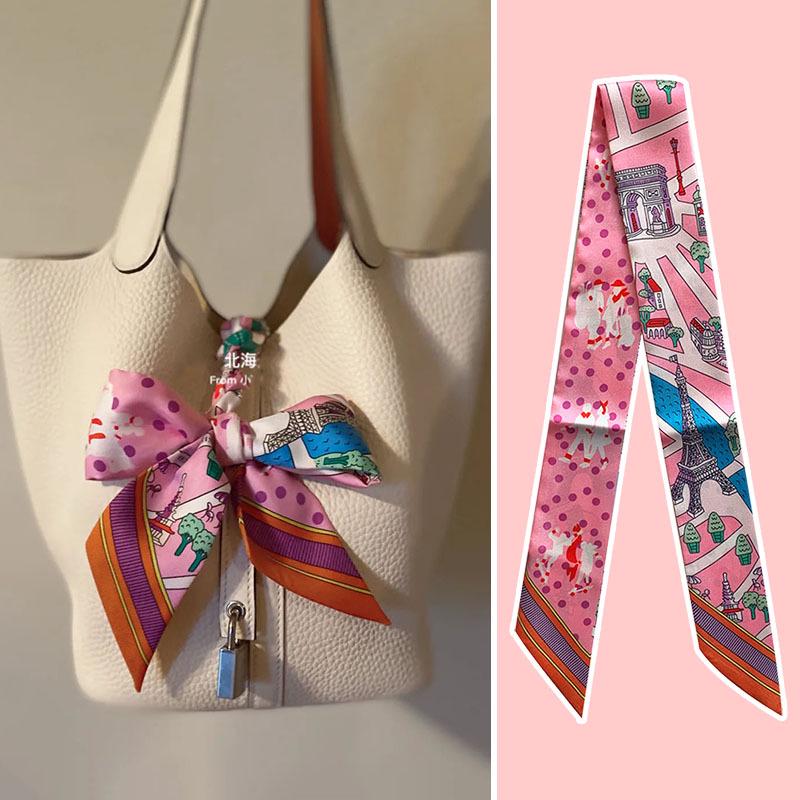 2024 Silk Twilly Scarf: Stylish Ribbon for Bag Handles & Hair