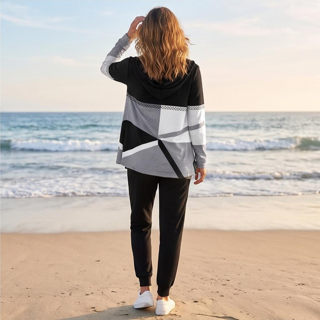 Women's Casual Printed Long Sleeve Sweatshirt and Pants Set Two Piece Outfit