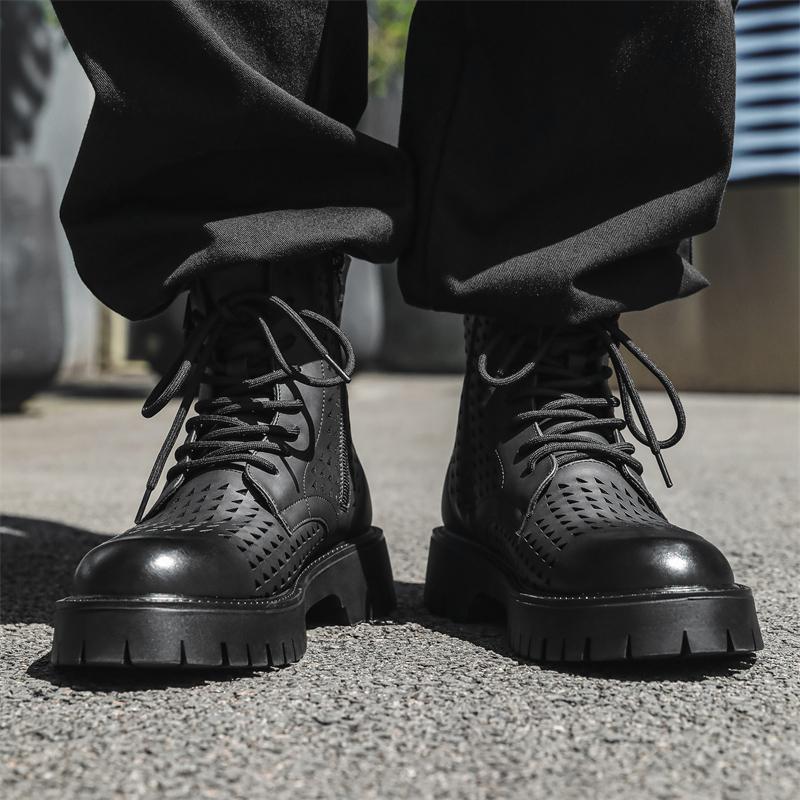 Casual hollowed out men's boots New Fashion Designer Style Outdoor leisure trend party office thick soled youth quality shoes