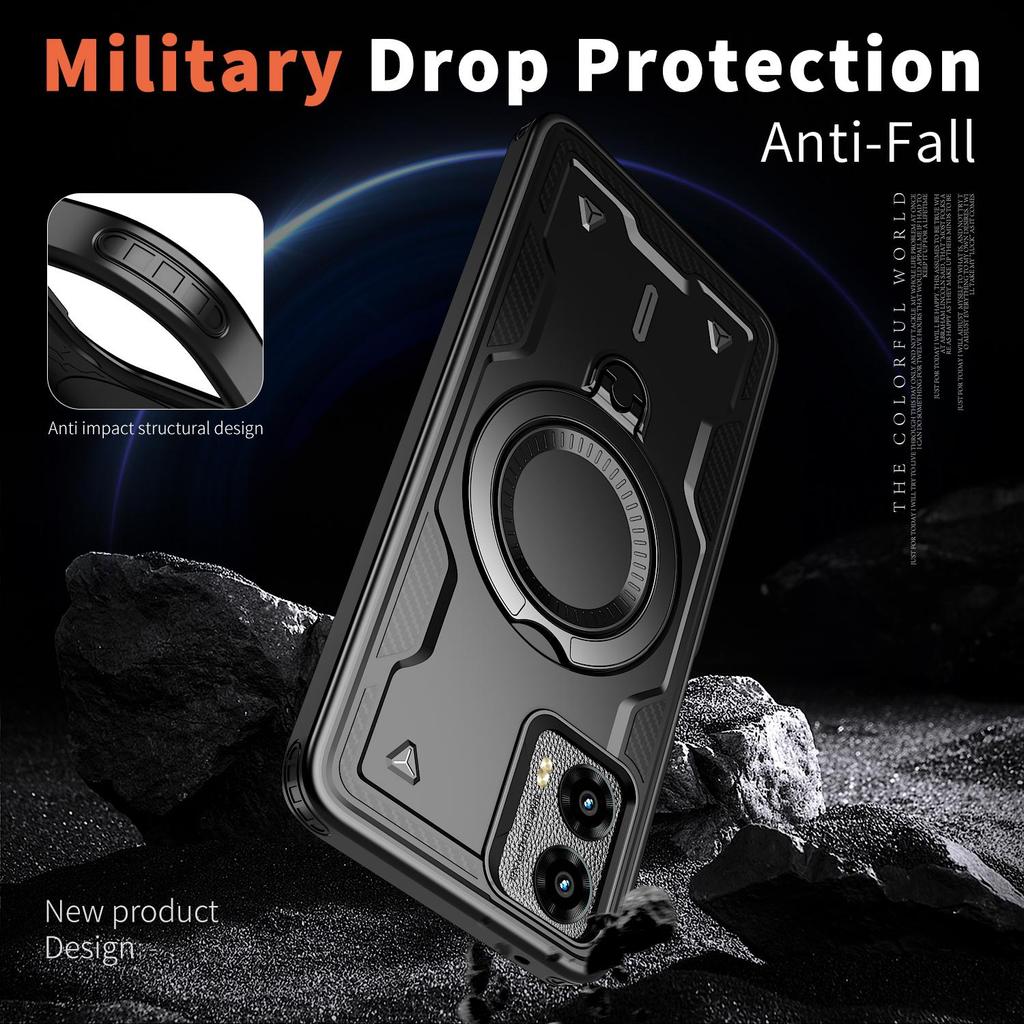 For Moto G 2024/Moto G PLAY/G POWER/G STYLUS/G13/G23/G53/MOTO EDGE Rotating Magnetic Ring Holder, Phone Case Protective Cover