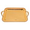 Metal Serving Tray with Beads European Decorative Rectangular Mirror Serving Platter with Handle for Table Centerpiece