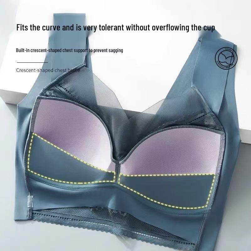 Popular Plus Size Lace Wire-Free Ice Silk Seamless Breathable Bra for Beautiful Back and Slimmer Look.