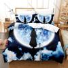Cool Minimal Japanese Shinigami Samurai Sketch Bedding Set Duvet Cover + 2 Pillowcases Dark Black Purple Vintage Bedroom Decor