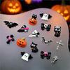 15grid/90pcs 3D Cute Halloween Pumpkin/Skull/Ghost/Cross Nail Gems Black Cat Bow Bat Nail Charms Resin Flatback Halloween Nails
