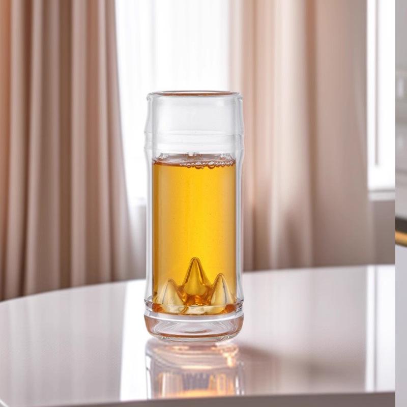 Double-Layer High Borosilicate Glass Tea Cup - Heat-Resistant, Wide Mouth, Straight Tube Design