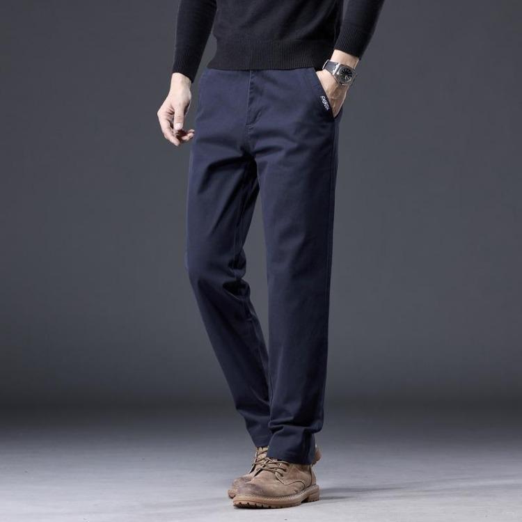 New Autumn Men's Slim Fit Straight Leg Casual Pants Wrinkle Resistant Business Elastic Versatile High-End Outer Wear Trousers