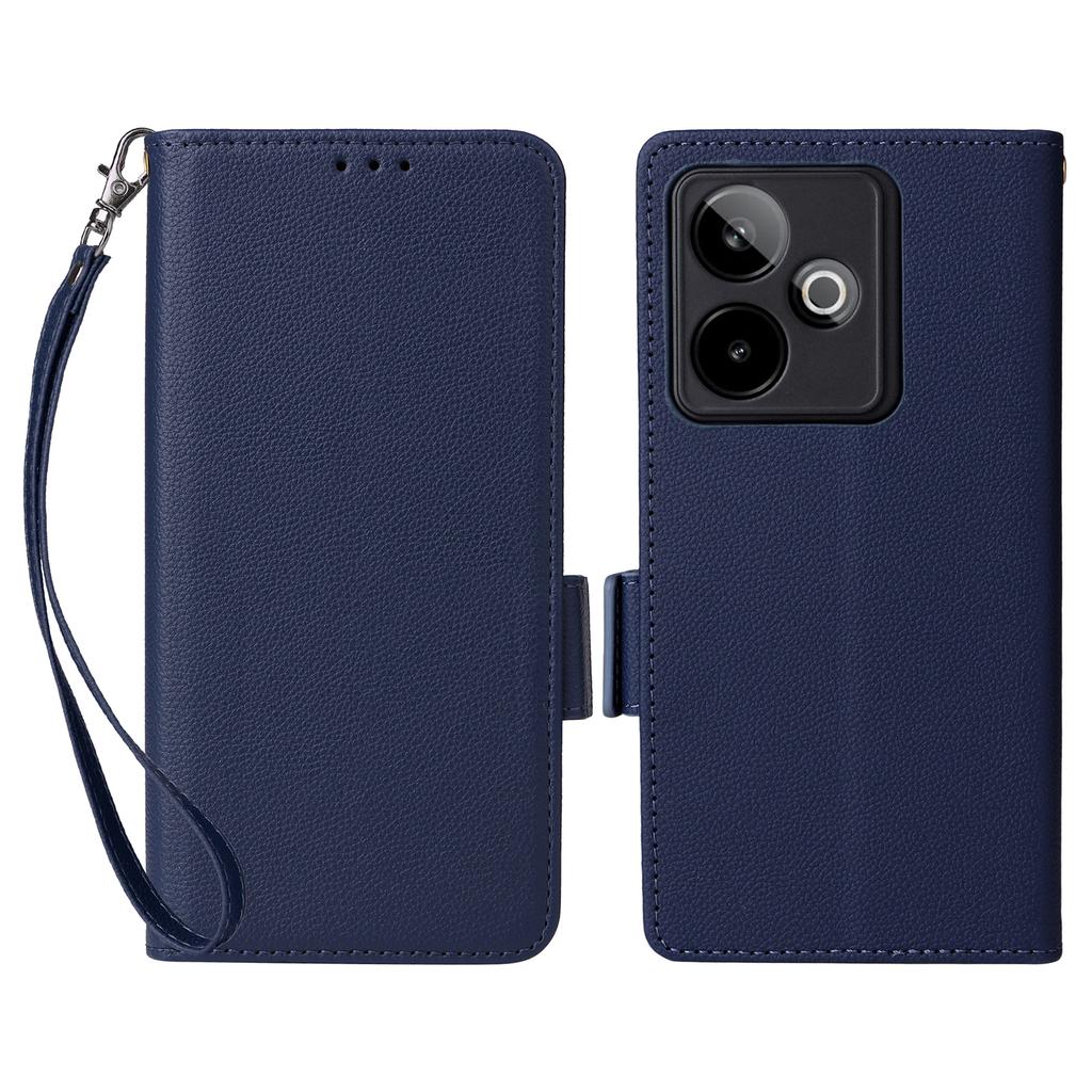 For Realme GT 7 5G Case with Wrist Strap Litchi Texture PU Leather Wallet Phone Cover