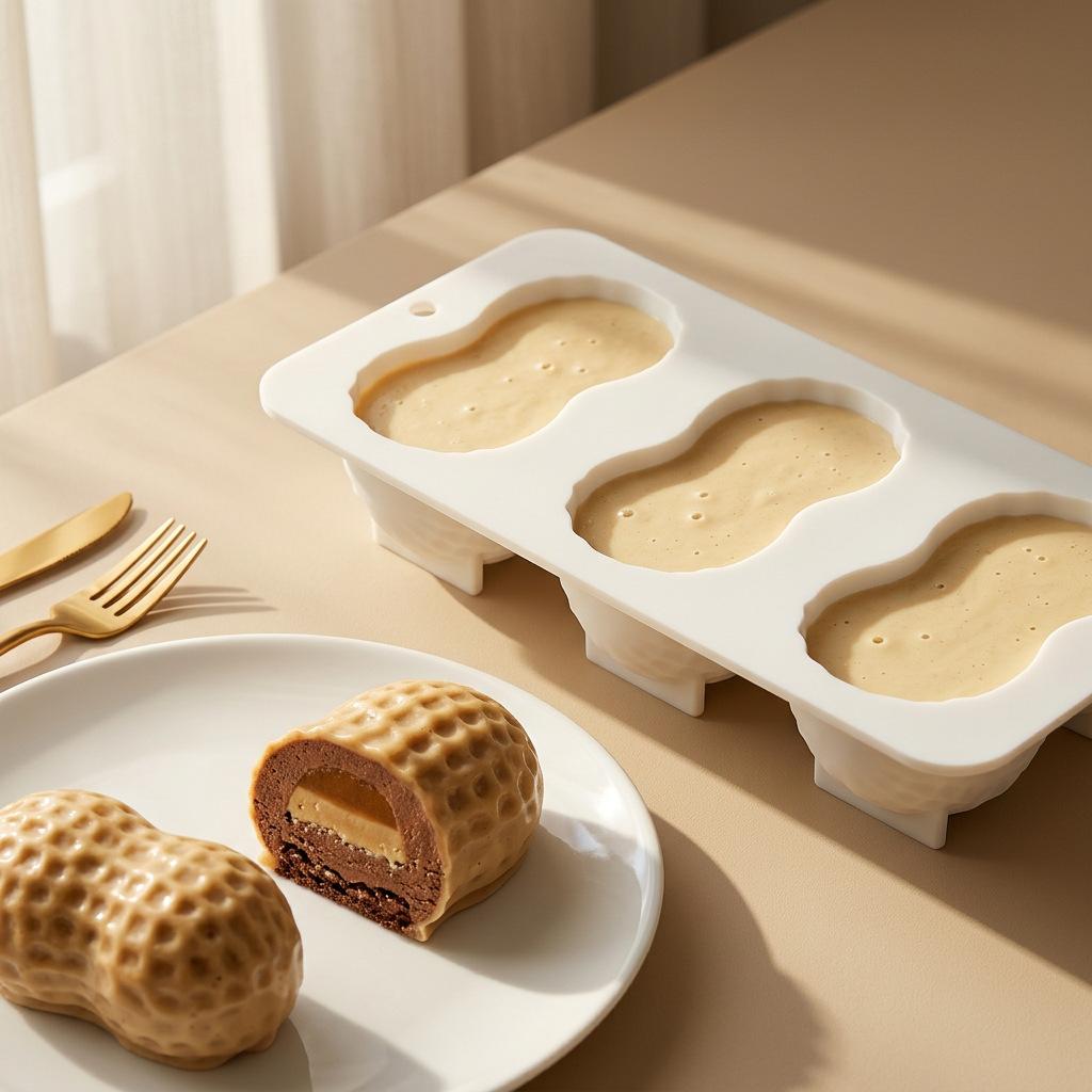 Molde de Silicona 3D de Grado Alimenticio con Diseño de Cacahuete para Pastel Mousse Francés, Chocolate, Repostería de Cocina, Herramienta de Pastelería