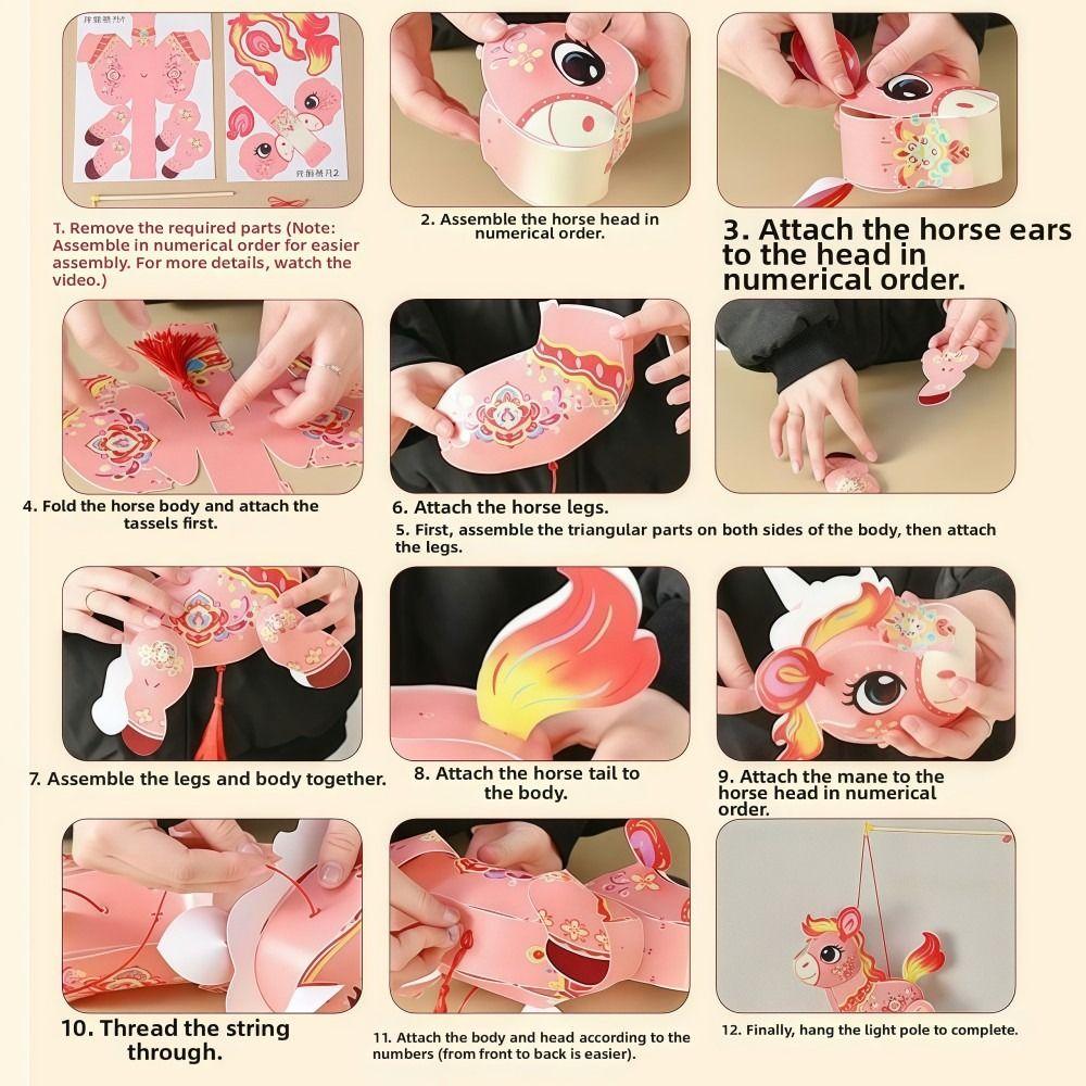 Cartoon Horse Year Lanterns Pony Shape New Year Lanterns  Holiday Kid's Toys