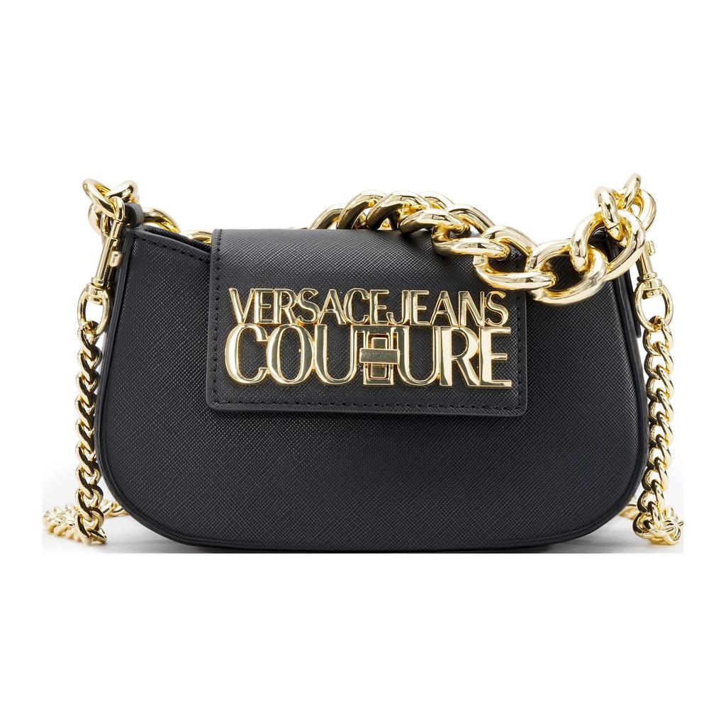 Versace Jeans Couture Gold Letter Logo Chain Polyester Shoulder Tote Bag Small Women handbags Black 74VA4BL4-ZS467-899