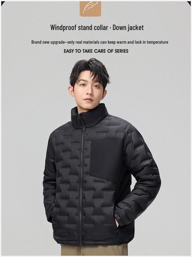 Lightweight Stand Collar Down Jacket - 90% Duck Down, Windproof, Warm Winter Coat with Custom Logo