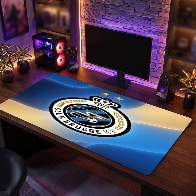 Club Brugge FC Theme Pattern Mouse Pad, Soccer Logo Design XXL Gaming Desk Mat Non-Slip Computer Mouse Pad