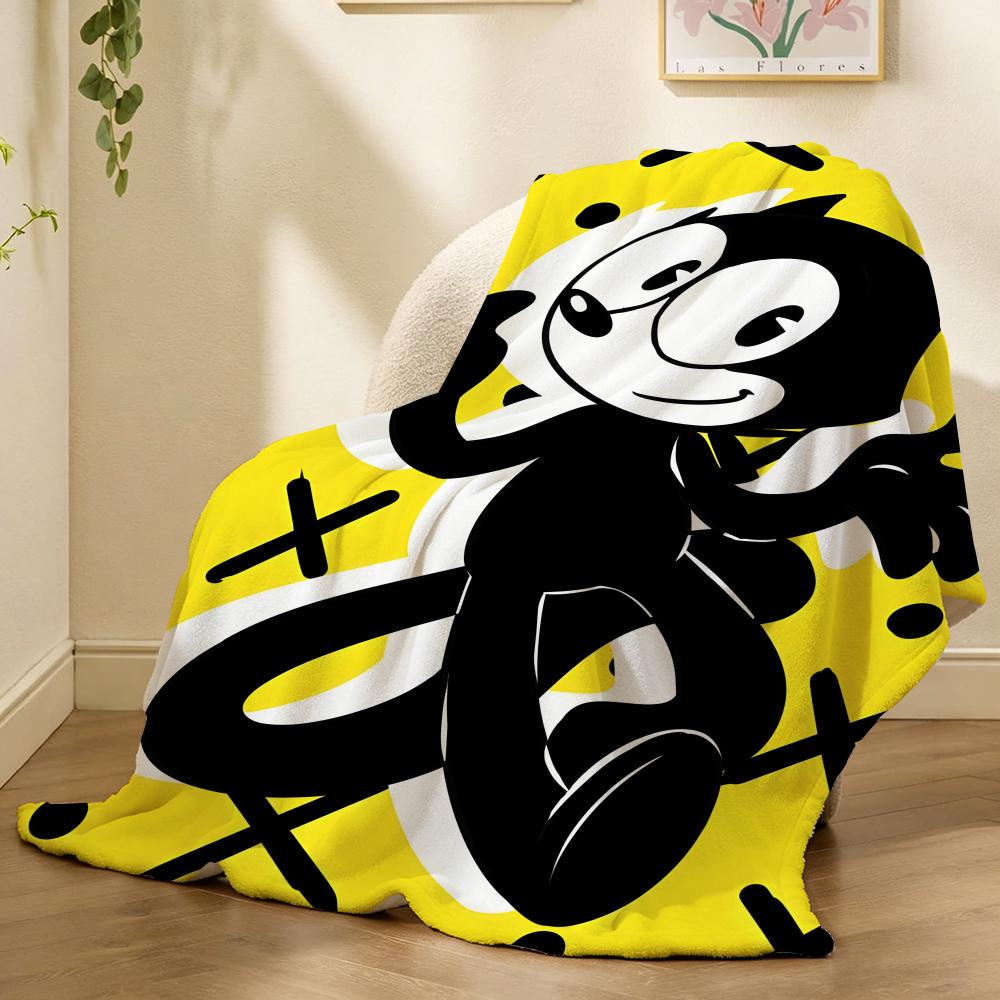 F-Felixs The Cat Throw Lightweight 240G Flannel Blanket Soft Skin-Friendly For Summer Cooling