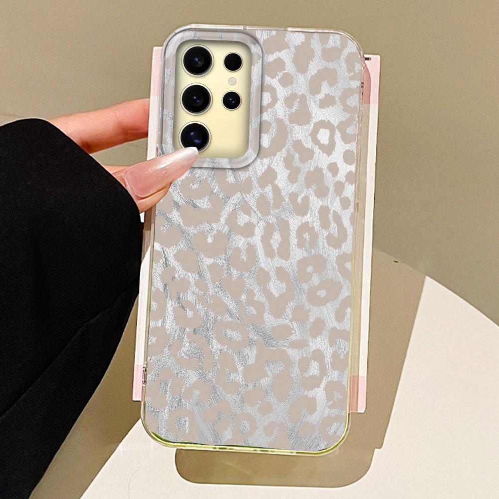 Vintage Black Leopard Feather Texture Women Girls Phone Case for Samsung Galaxy S25 Edge S24 S23 S22 S21 S20 FE Plus Ultra Cover