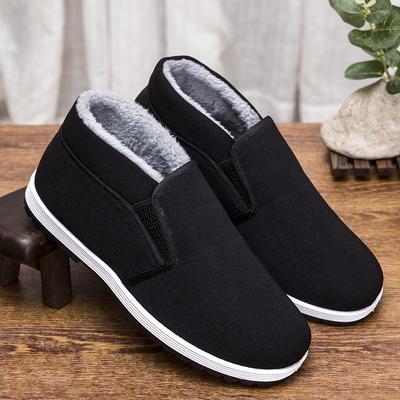 Winter New Old Beijing Cloth Shoes Men's Fleece Thickened Dad Cotton Shoes Middle-aged and Elderly Warm Casual Shoes