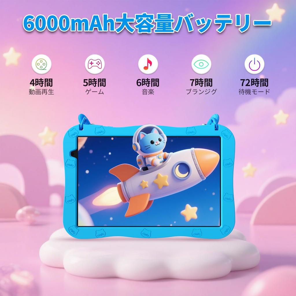 PRITOM Android 8GB 32GB 5GHz Time EVA Drop Birthday New Year Kids' Tablet, 10-inch, Wi-Fi Model, 15, (3+5 Expandable) + Wi-Fi 6, 6000mAh, Limiting,