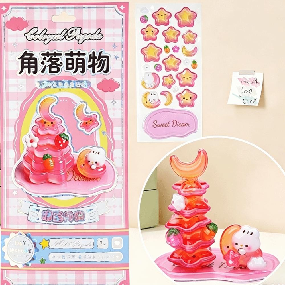 Funny 3D Crystal Stackable Stickers Reusable Cartoon Embossed Decals DIY Decals  Kids Crafts Style J